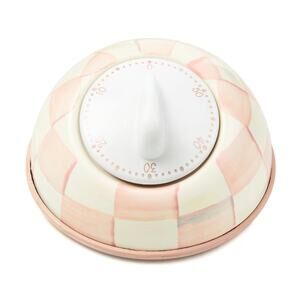 Mackenzie-Childs Rosy Check Kitchen Timer Pink & White NEW